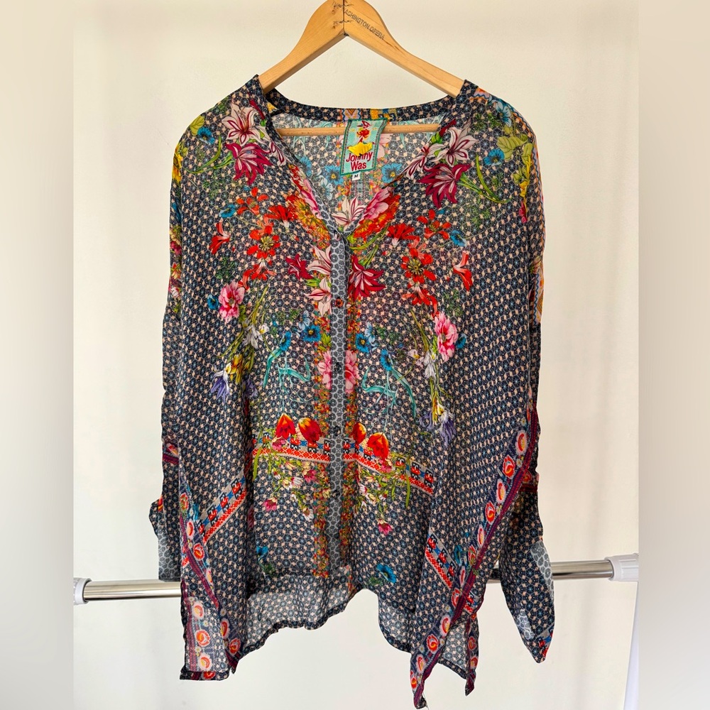 Johnny Was Dolce Drape Top, 3/4 sleeves